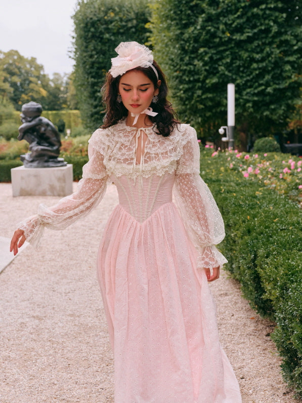 Romantic Pink Lace Vintage Dress