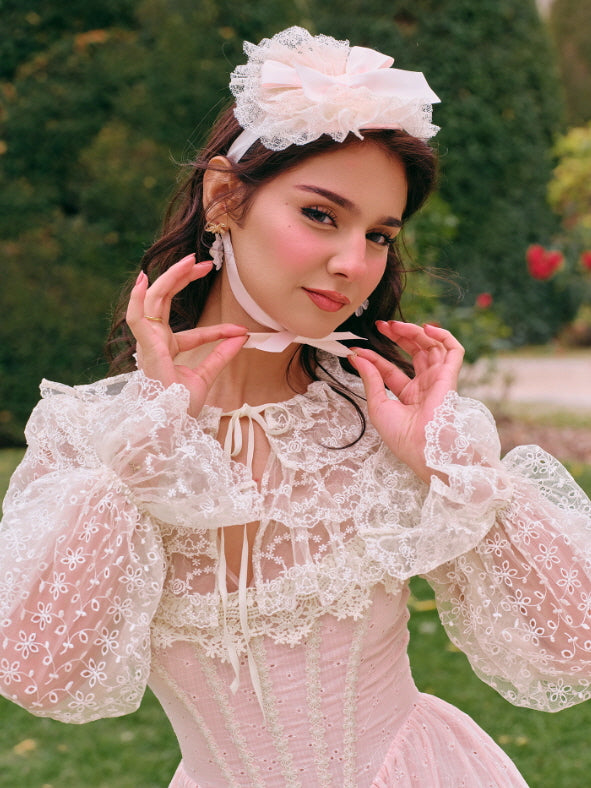 Romantic Pink Lace Vintage Dress