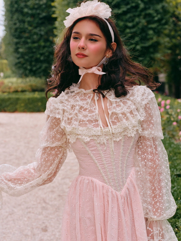 Romantic Pink Lace Vintage Dress