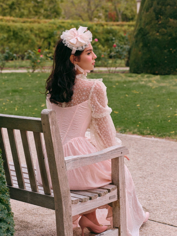 Romantic Pink Lace Vintage Dress