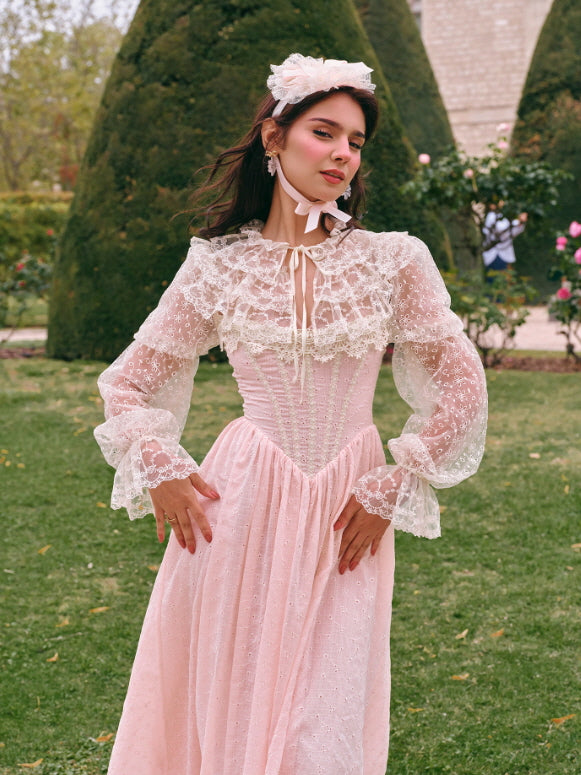 Romantic Pink Lace Vintage Dress