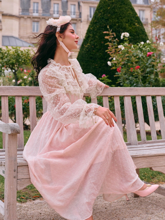 Romantic Pink Lace Vintage Dress