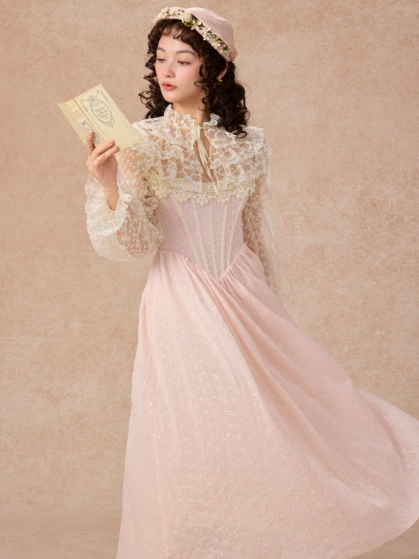 Romantic Pink Lace Vintage Dress