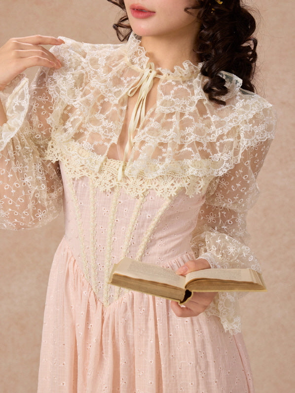Romantic Pink Lace Vintage Dress