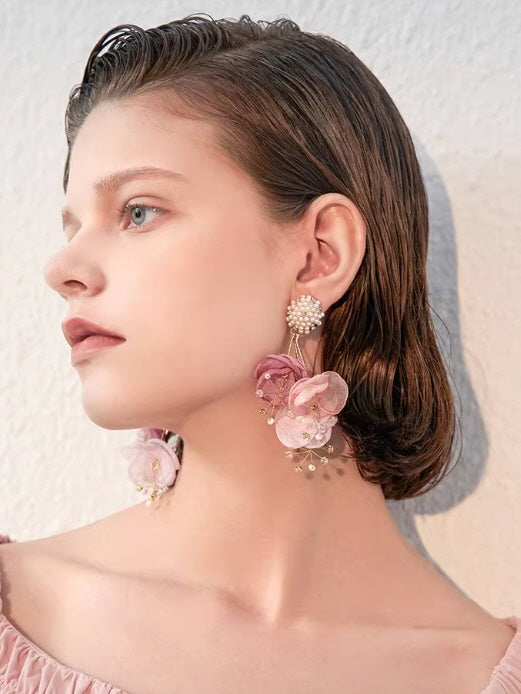 Romantic Bloom Pearl Flower Earrings