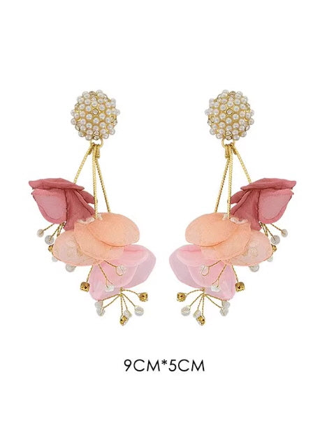 Romantic Bloom Pearl Flower Earrings