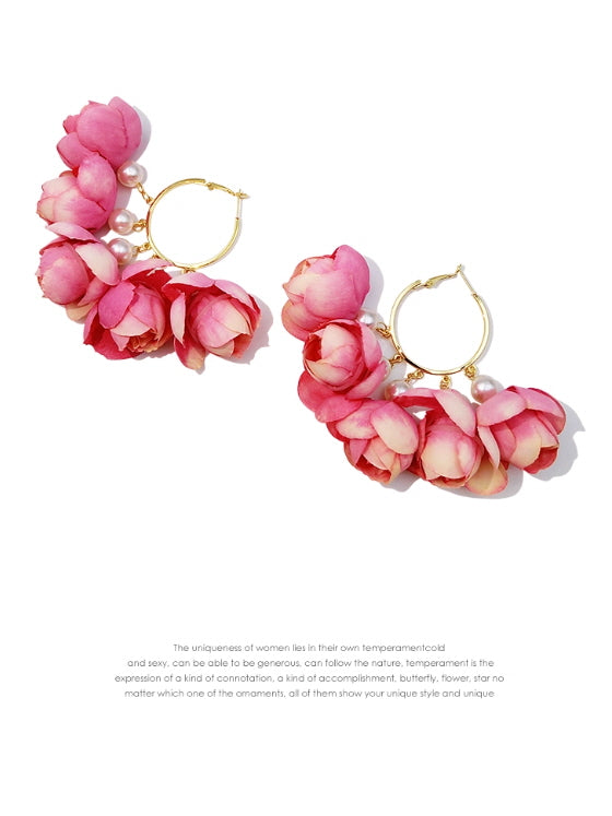 Romantic Rose Bloom Hoop Earrings
