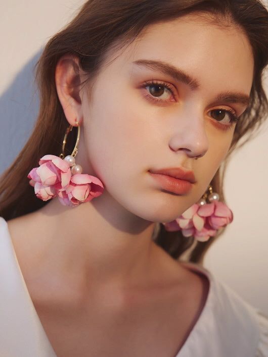 Romantic Rose Bloom Hoop Earrings