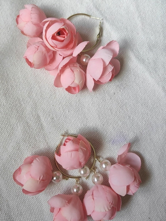 Romantic Rose Bloom Hoop Earrings