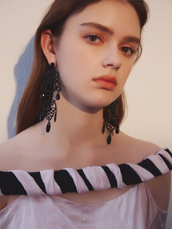 Midnight Elegance Black Chandelier Earrings