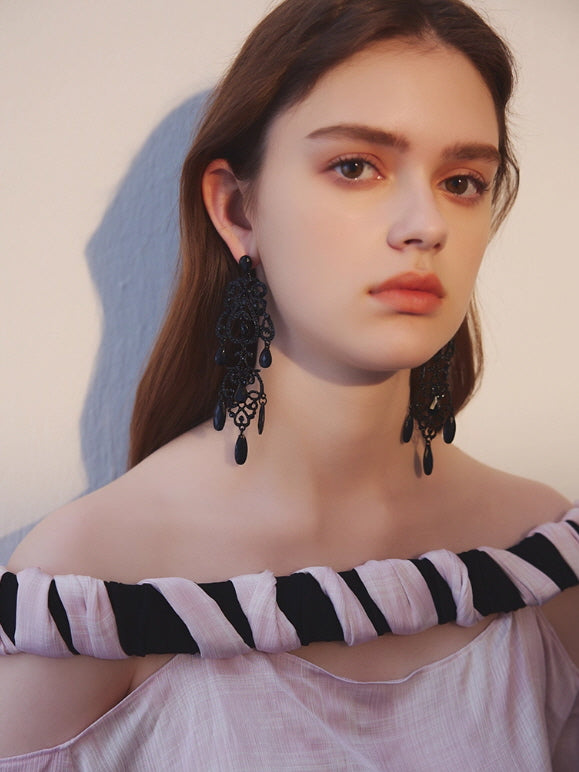 Midnight Elegance Black Chandelier Earrings