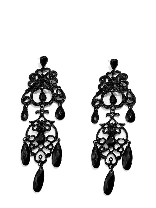 Midnight Elegance Black Chandelier Earrings