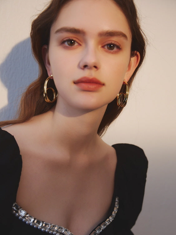 Golden Spiral Hoop Earrings