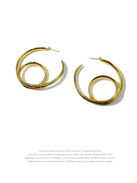 Golden Spiral Hoop Earrings