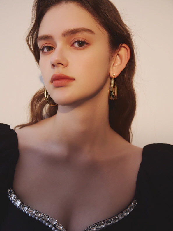 Golden Spiral Hoop Earrings
