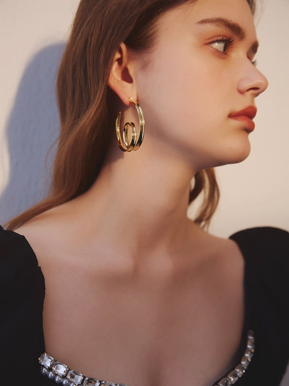 Golden Spiral Hoop Earrings