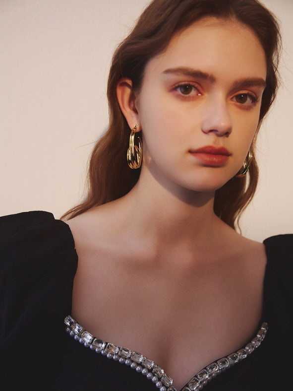 Golden Spiral Hoop Earrings
