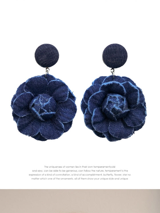 Romantic Blue Bloom Fabric Earrings