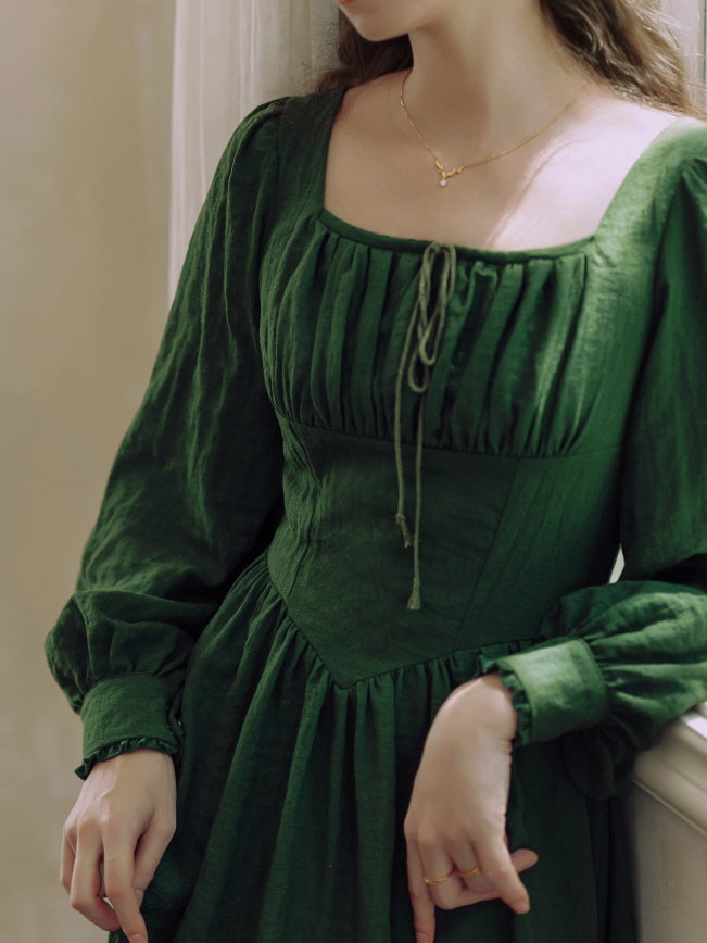 Emerald Green Romantic Vintage Cottagecore Dress