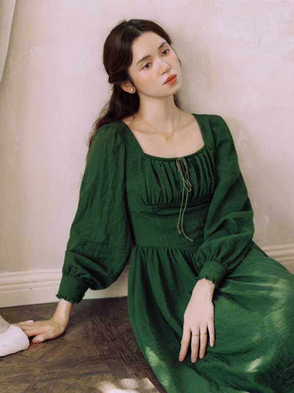 Emerald Green Romantic Vintage Cottagecore Dress