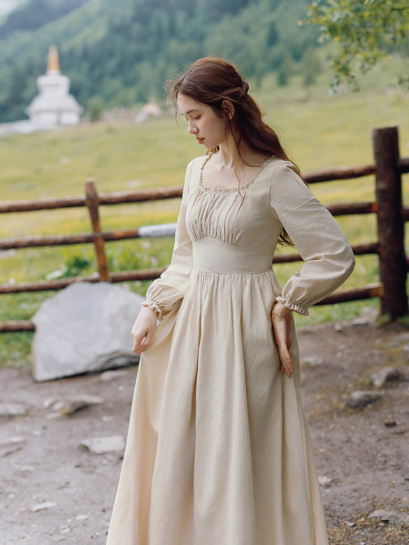 Rustic Fairytale Dress with Lace-Up Vest Set