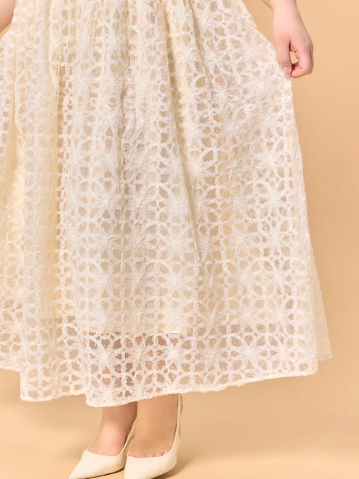Ivory Lace Rose Fairytale Plus Size Dress
