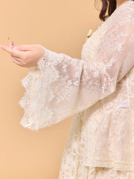 Ivory Lace Rose Fairytale Plus Size Dress