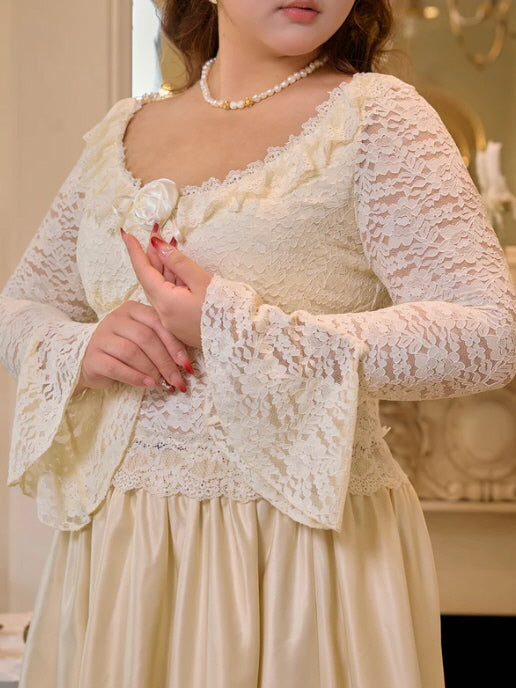 Ivory Lace Rose Fairytale Top & Ruffle Skirt