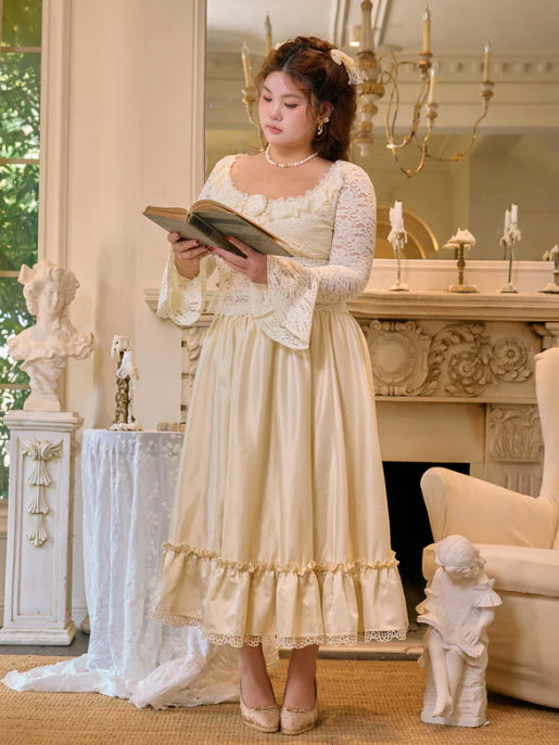 Ivory Lace Rose Fairytale Top & Ruffle Skirt