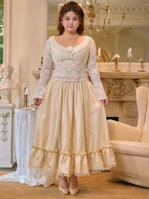 Ivory Lace Rose Fairytale Top & Ruffle Skirt