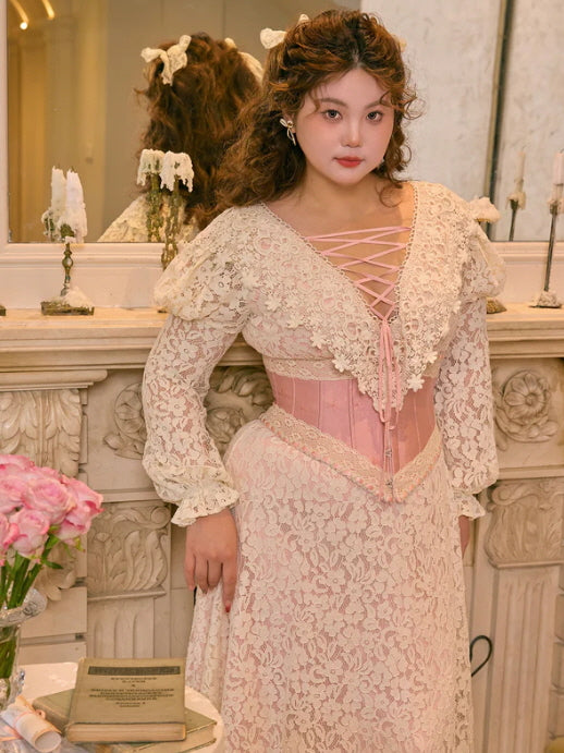 Rose Lace Ribbon Corset Dress