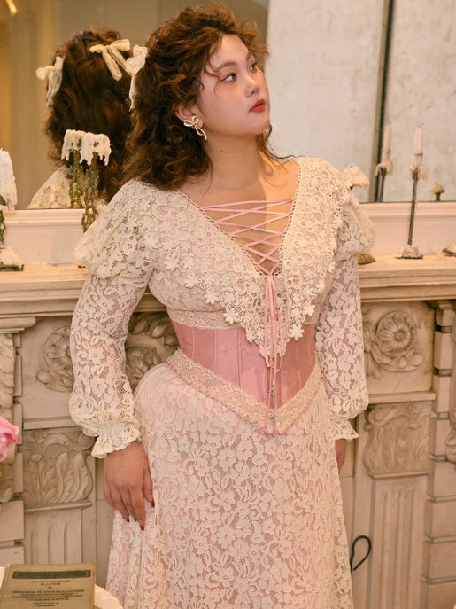 Rose Lace Ribbon Corset Dress