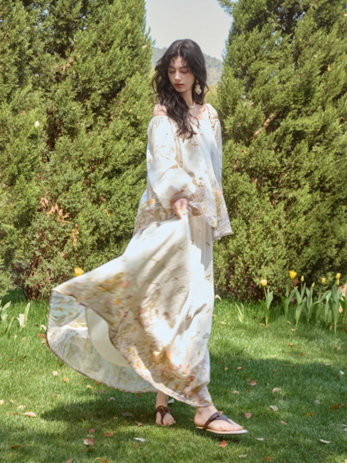 Meadow Bloom Off-Shoulder Top & Maxi Skirt