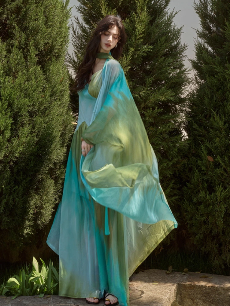 Ocean Breeze Gradient Maxi Dress