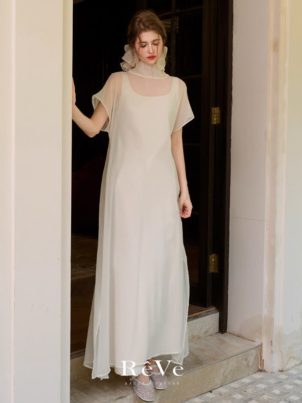 Ethereal Bow-Tie Sheer Dress