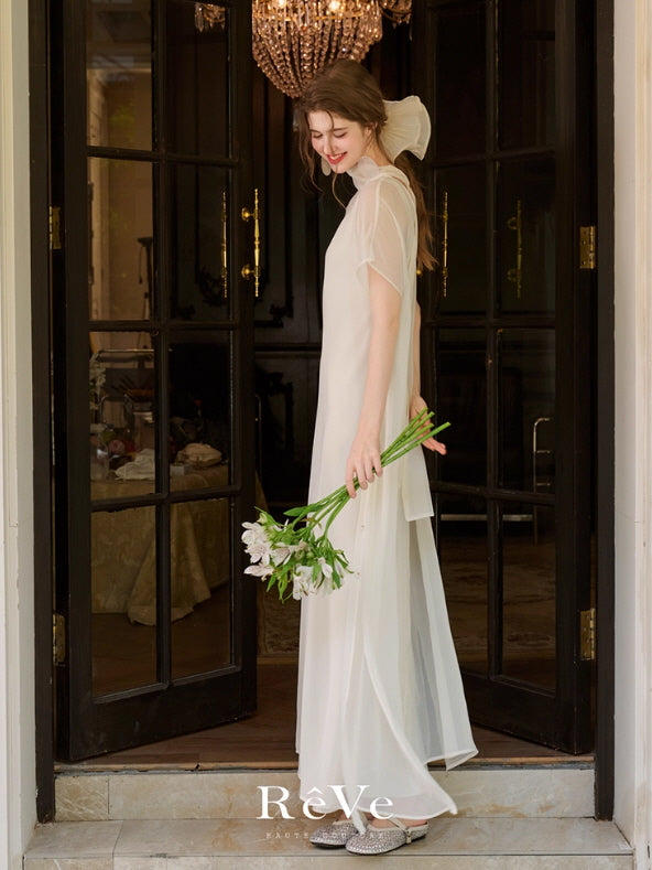 Ethereal Bow-Tie Sheer Dress