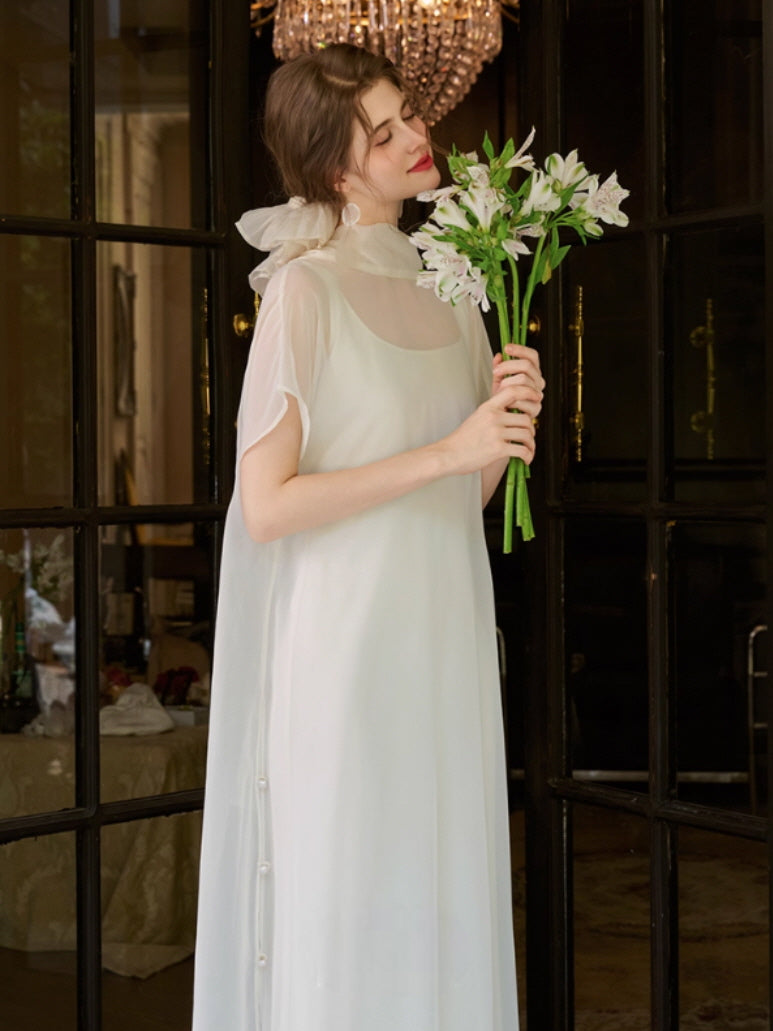 Ethereal Bow-Tie Sheer Dress