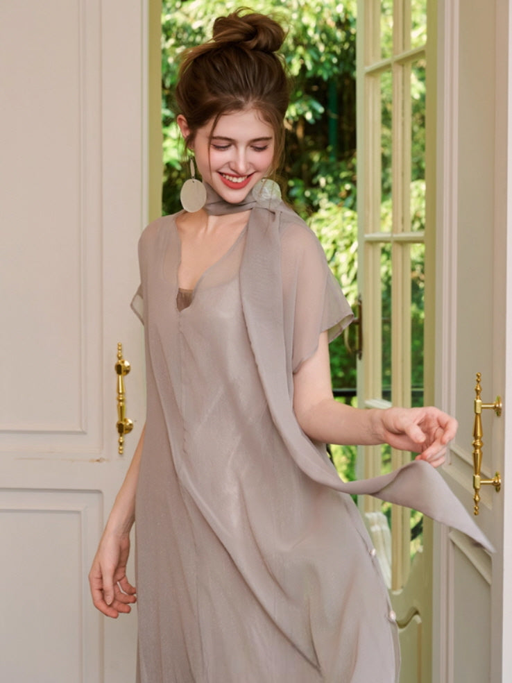Ethereal Bow-Tie Sheer Dress