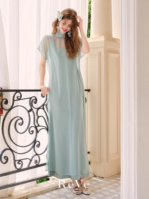 Ethereal Bow-Tie Sheer Dress