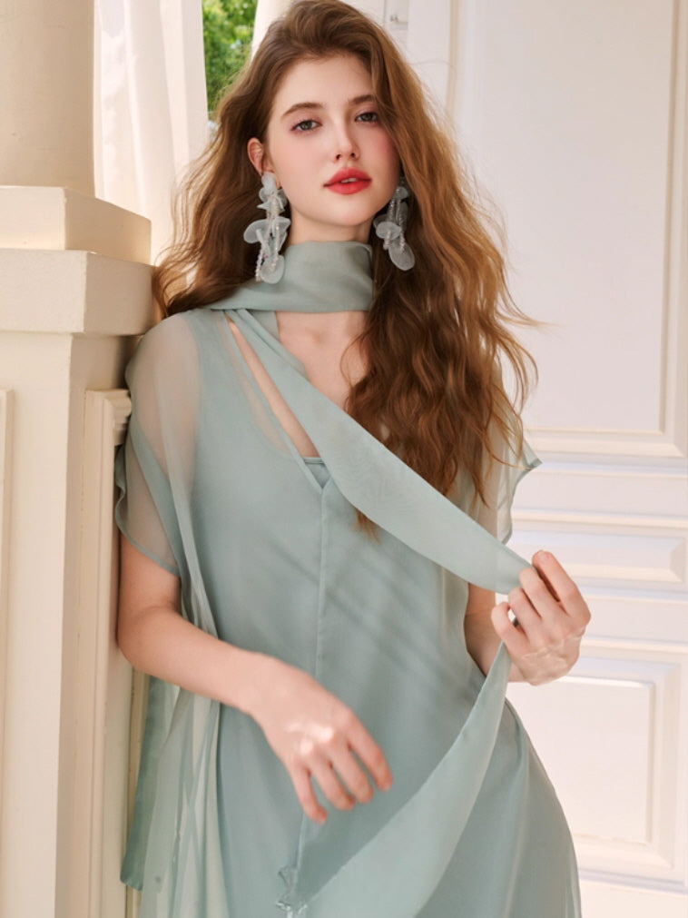 Ethereal Bow-Tie Sheer Dress