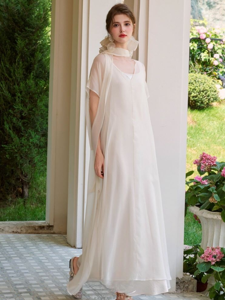 Ethereal Bow-Tie Sheer Dress