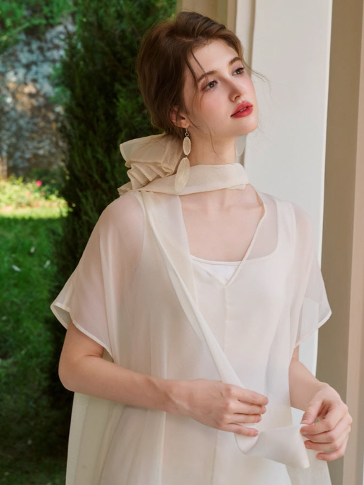 Ethereal Bow-Tie Sheer Dress