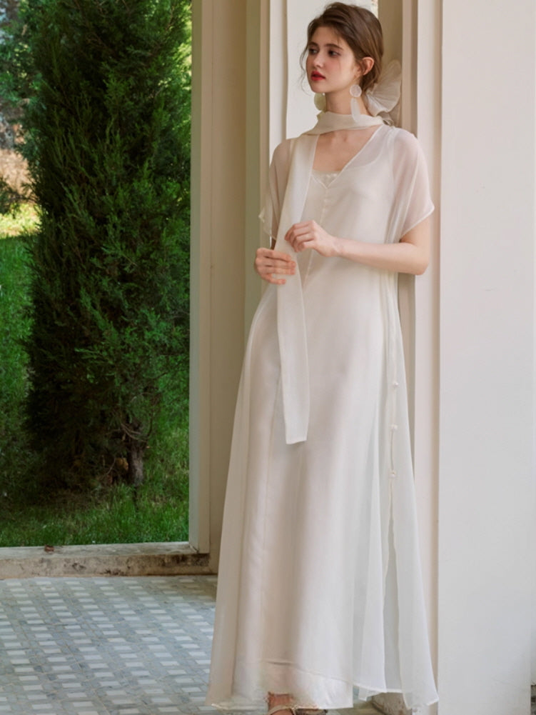Ethereal Bow-Tie Sheer Dress