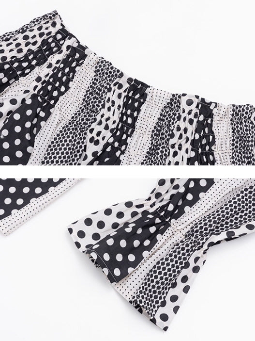 Vintage Polka Dot Off-Shoulder Blouse