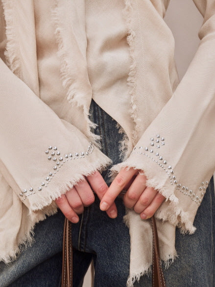Romantic Frayed Tencel Wool Blouse