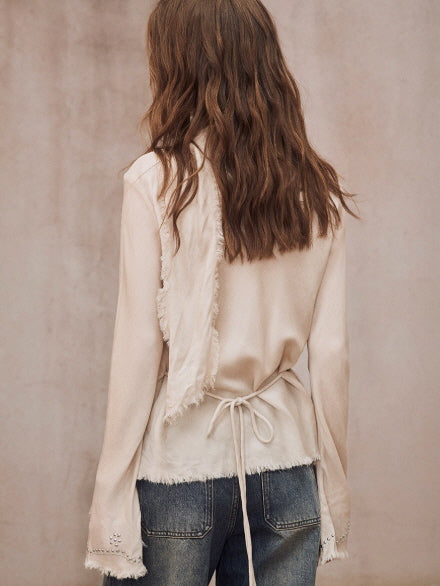 Romantic Frayed Tencel Wool Blouse