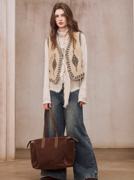 Romantic Frayed Tencel Wool Blouse