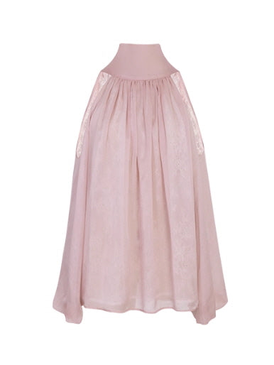 Blush Cold-Shoulder Chiffon Blouse