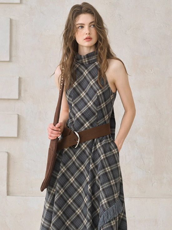 Vintage Check Fringe Dress