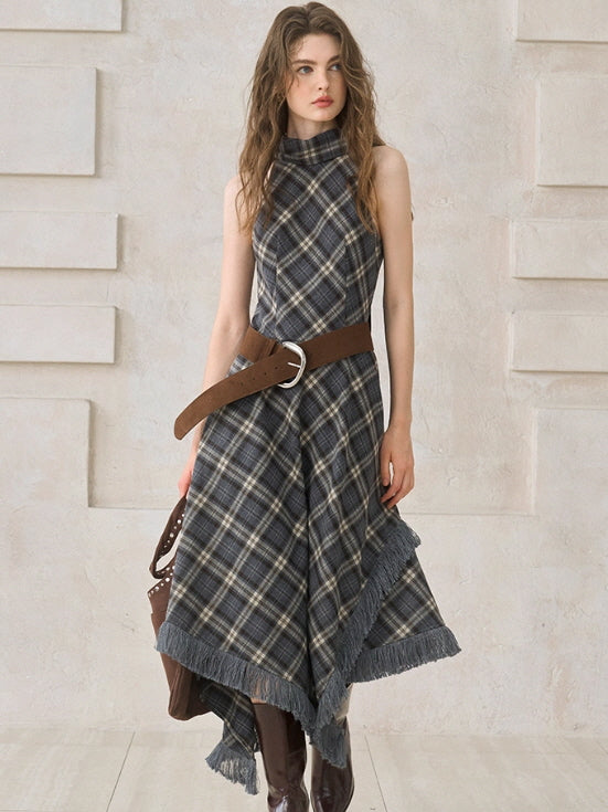 Vintage Check Fringe Dress
